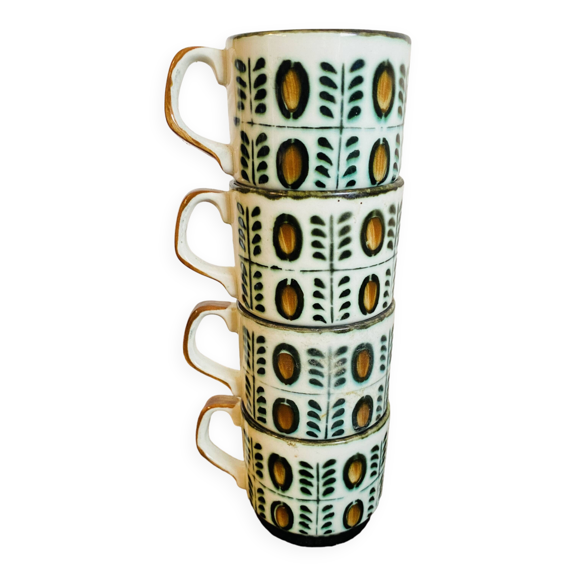 Set of 4 cups Motif Noix Belguim Boch