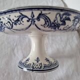 Plat compotier ancien moustiers jules vieillard bourdeux sur socle, fin 19è