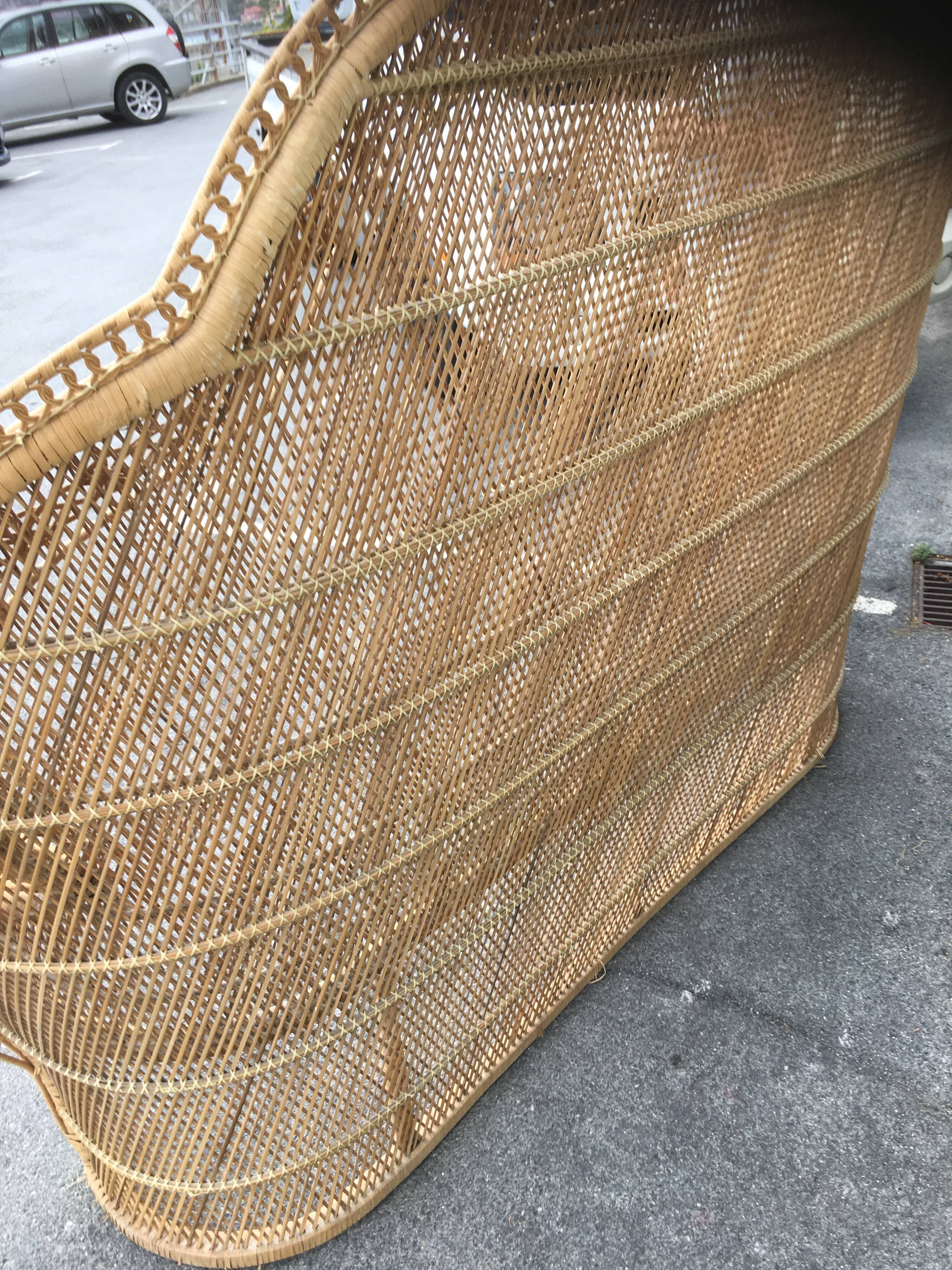 Vintage rattan headboard from the 1970s