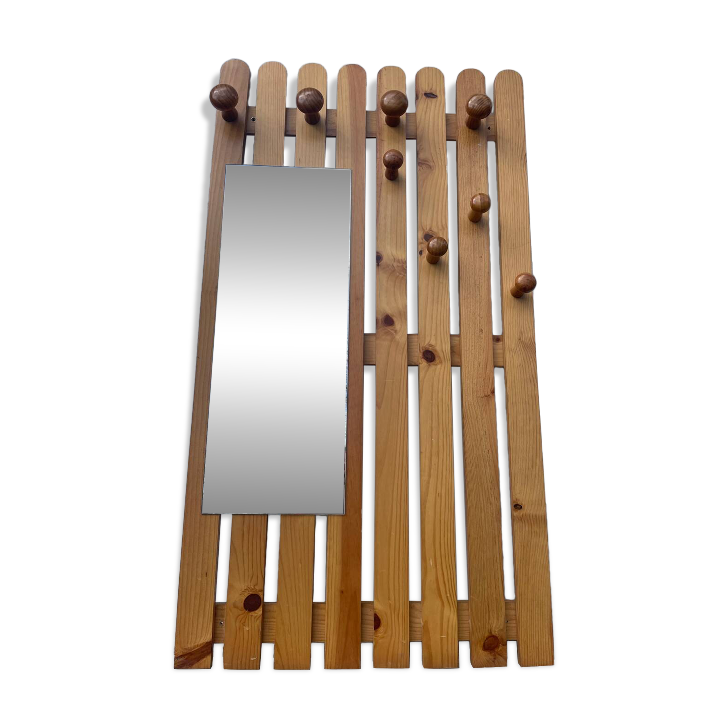 Pine mirror coat rack 1980
