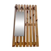 Porte manteau miroir en pin 1980
