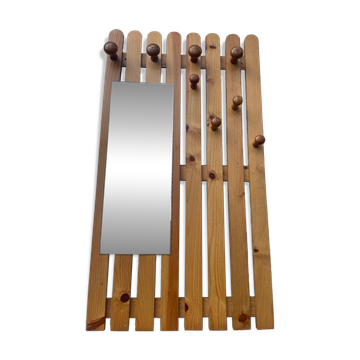 Pine mirror coat rack 1980