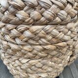 70s woven pouf footstool