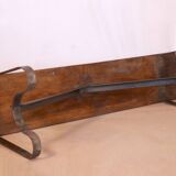 Old Burmese teak bench with wrought iron base