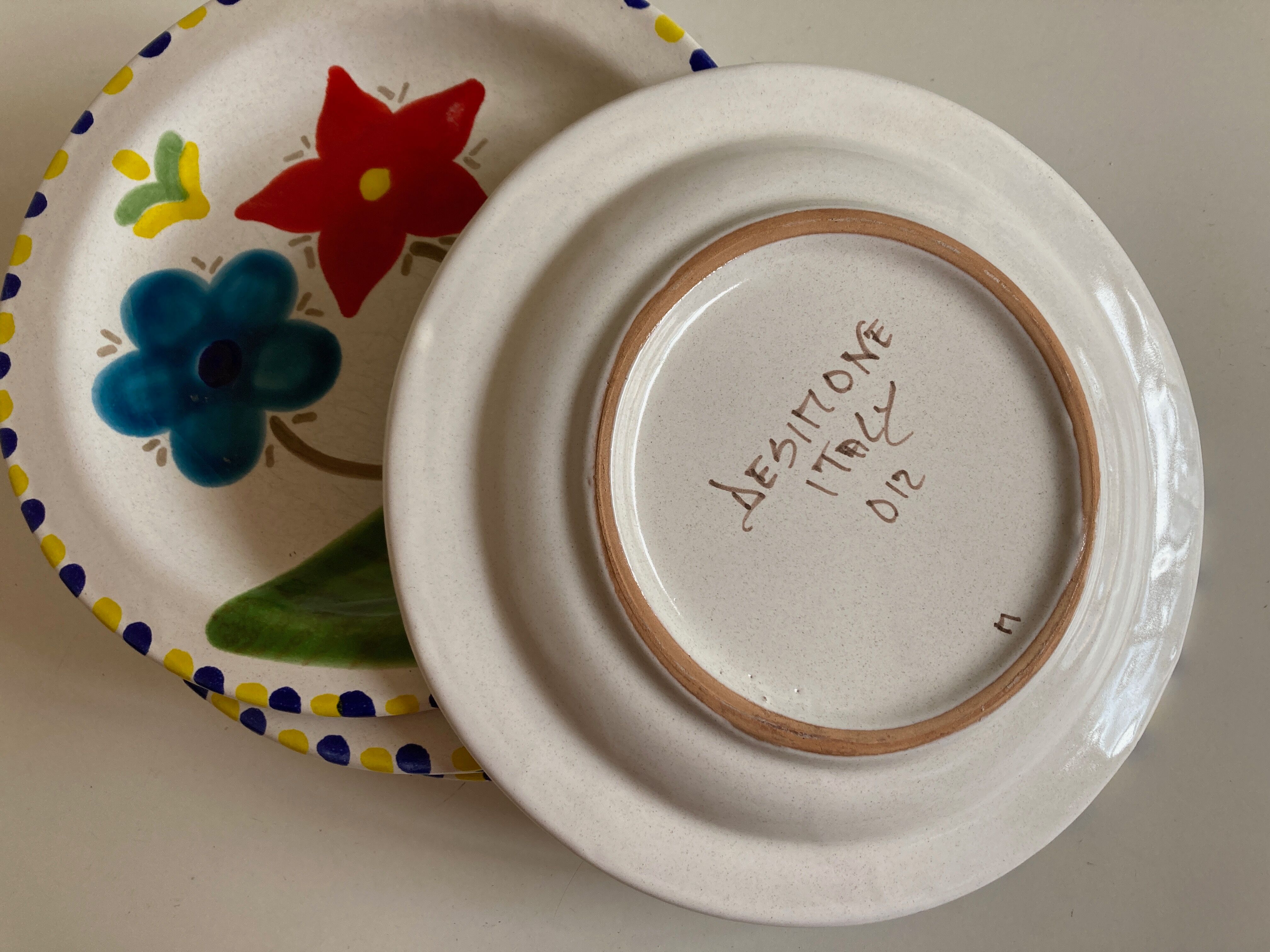 Set of 6 plates De Simone in glazed earth 1970 Italian work