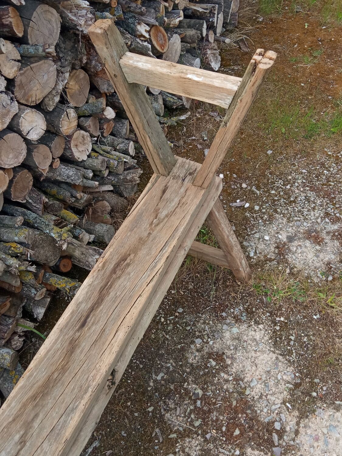 Pair of oak farmhouse benches 228 cm