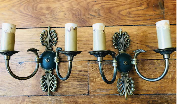 Nineteenth century brass wall lamps
