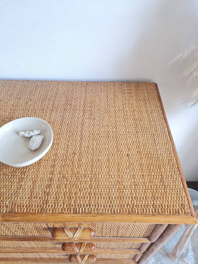 Rattan chest of drawers circa 1960s