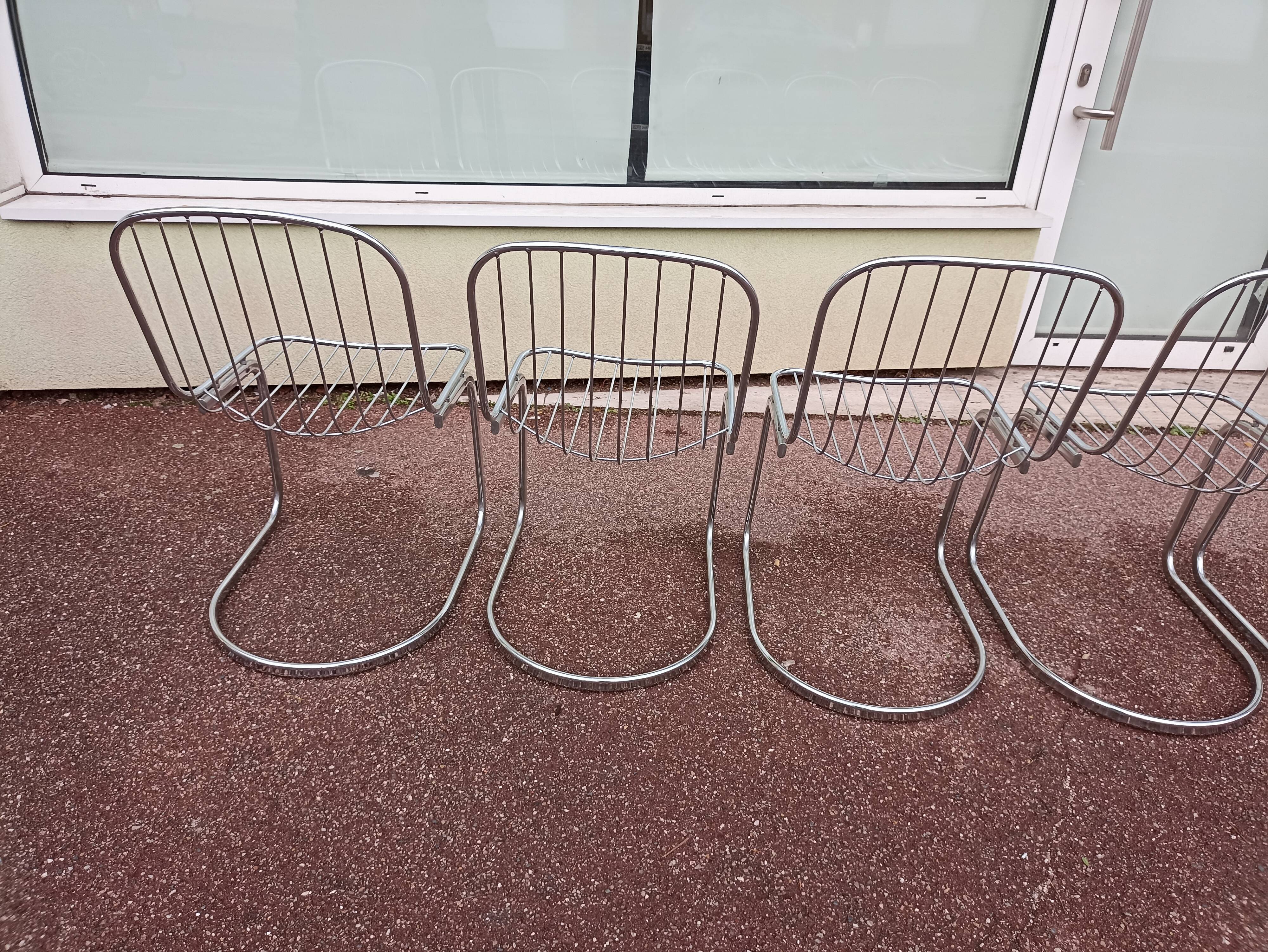 Set of 6 chrome chairs