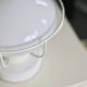 80s lamp, white lacquered metal and glass globe