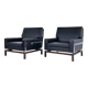 Pair of 50s-60s armchairs in imitation leather, wood and chrome
