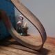Antique wooden trunk with blue patina