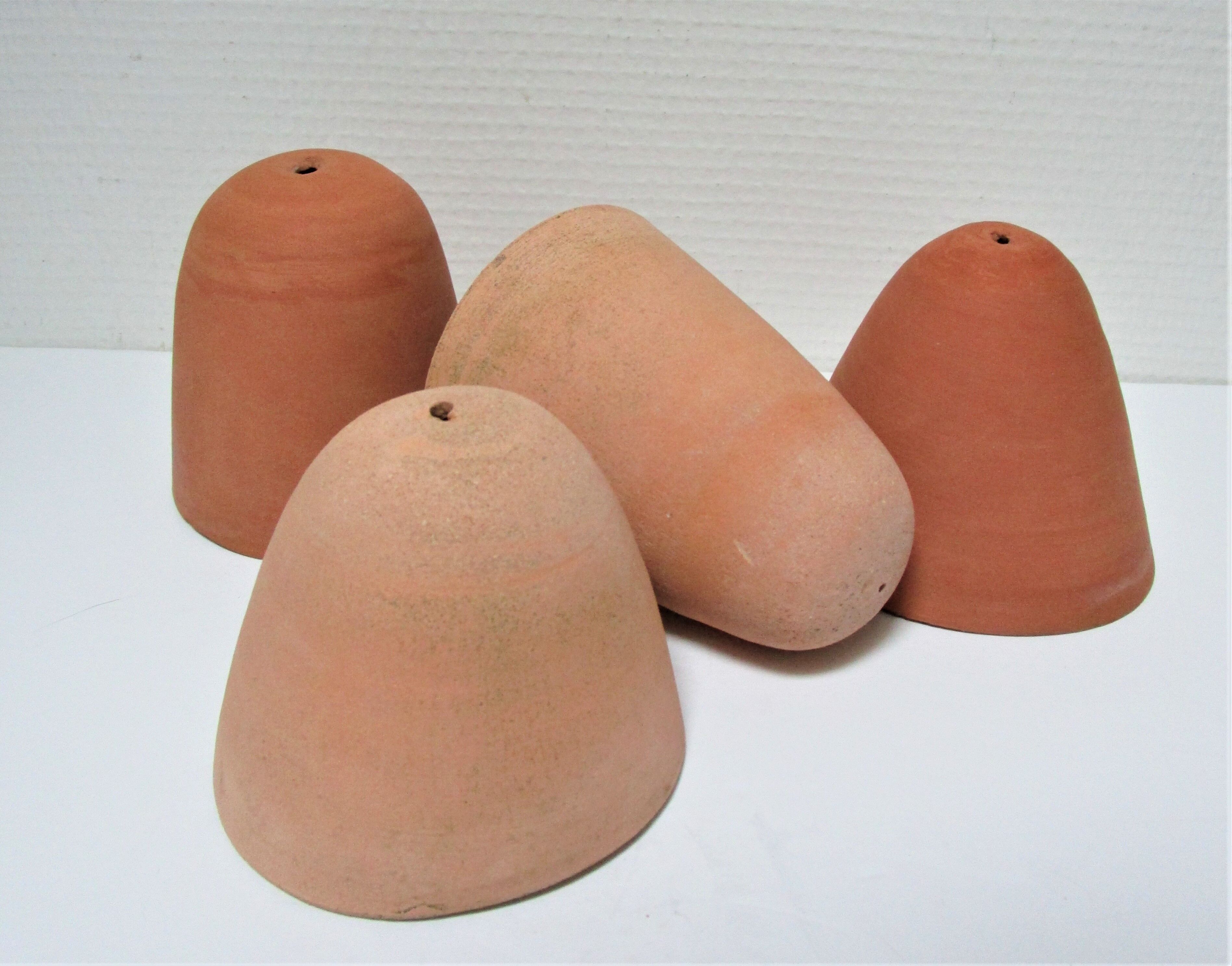Four bells for seedlings in vintage terracotta