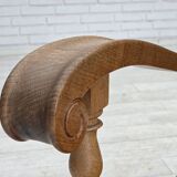 1970s, Scandinavian highback armchair, furniture corduroy, carved oak wood.