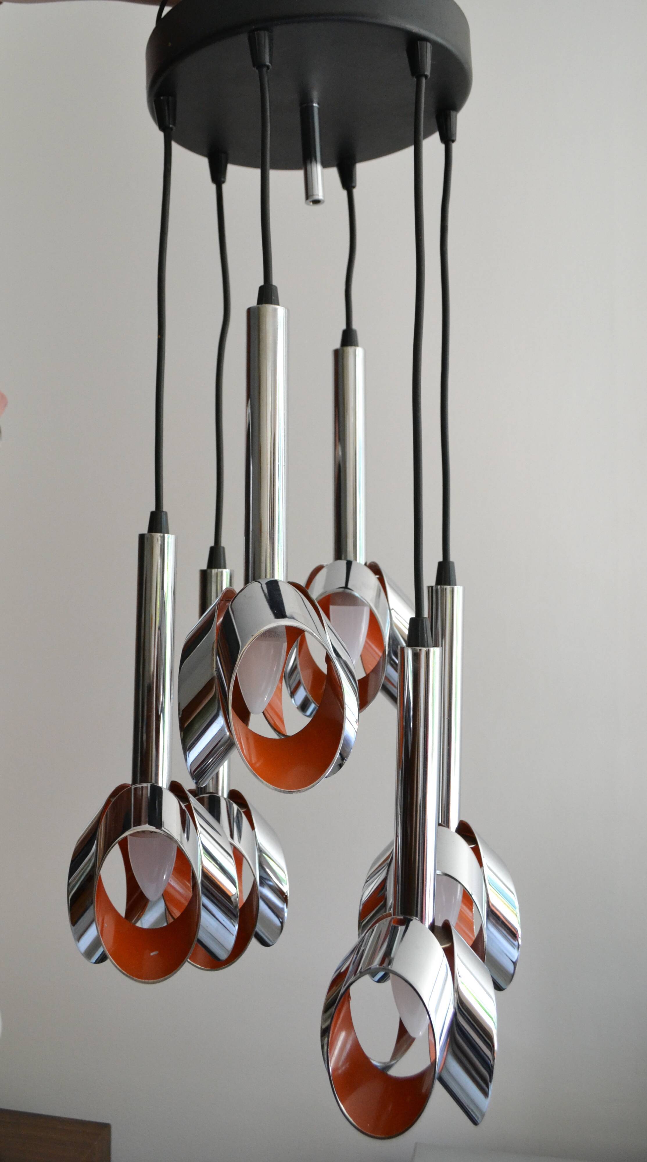Lustre Raak cascade années 60/70  6 feux