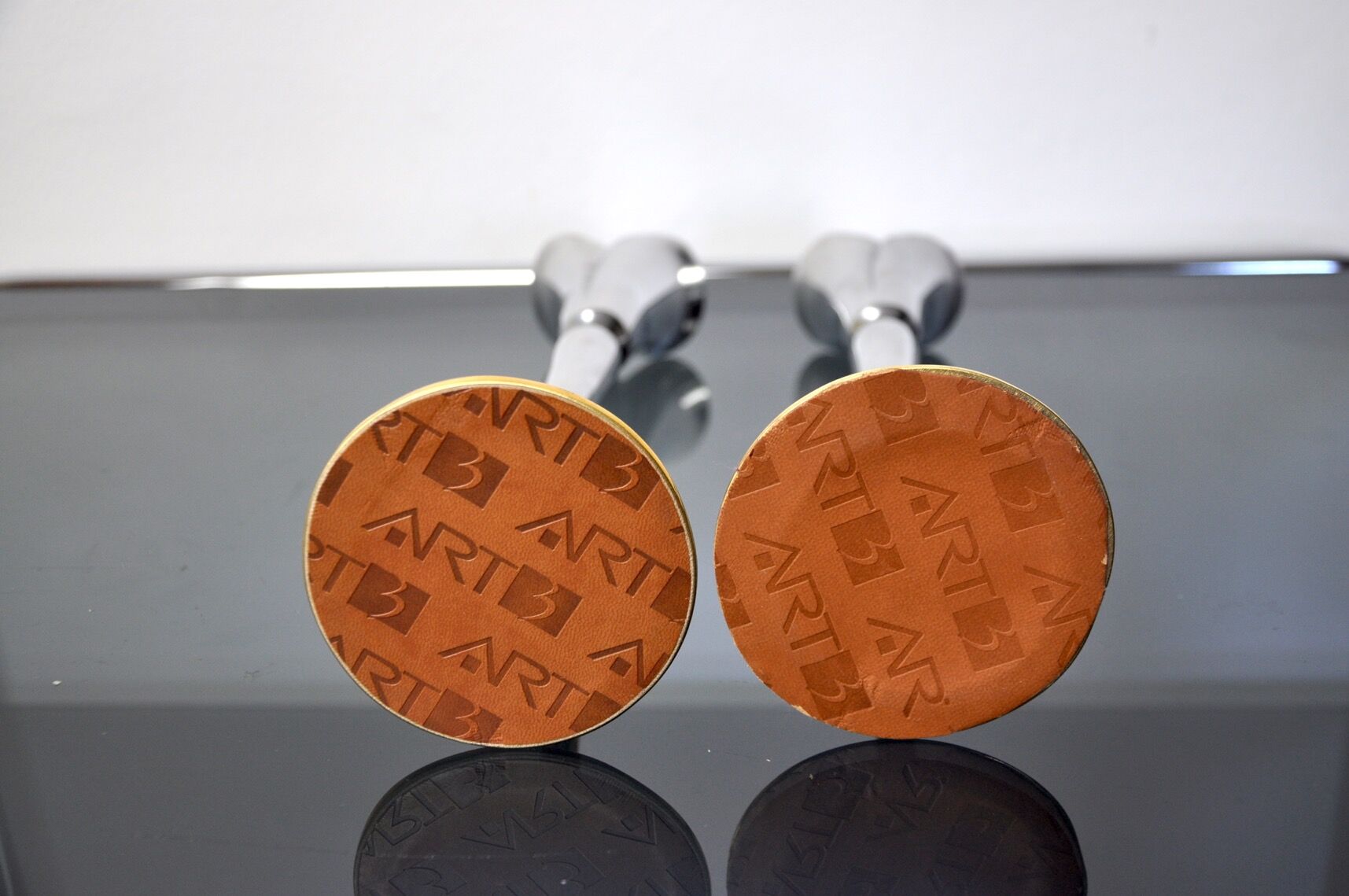 Pair of brutalist candlesticks by Art3, 1970