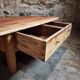 18th-century cherry wood coffee table with two drawers.