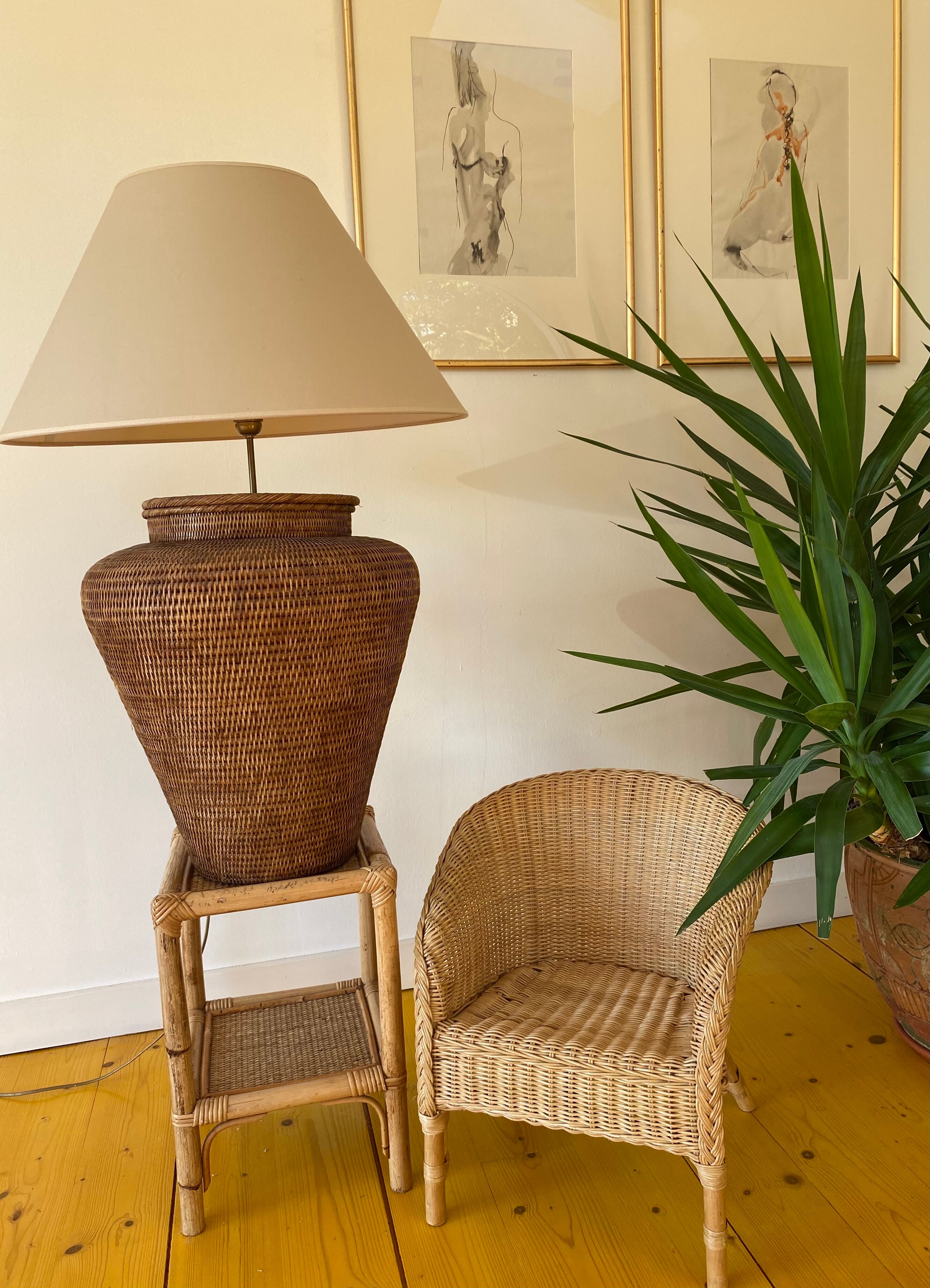 XXL rattan jar lamp from the 60s