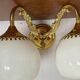 Paire d’appliques laiton et opaline vintage