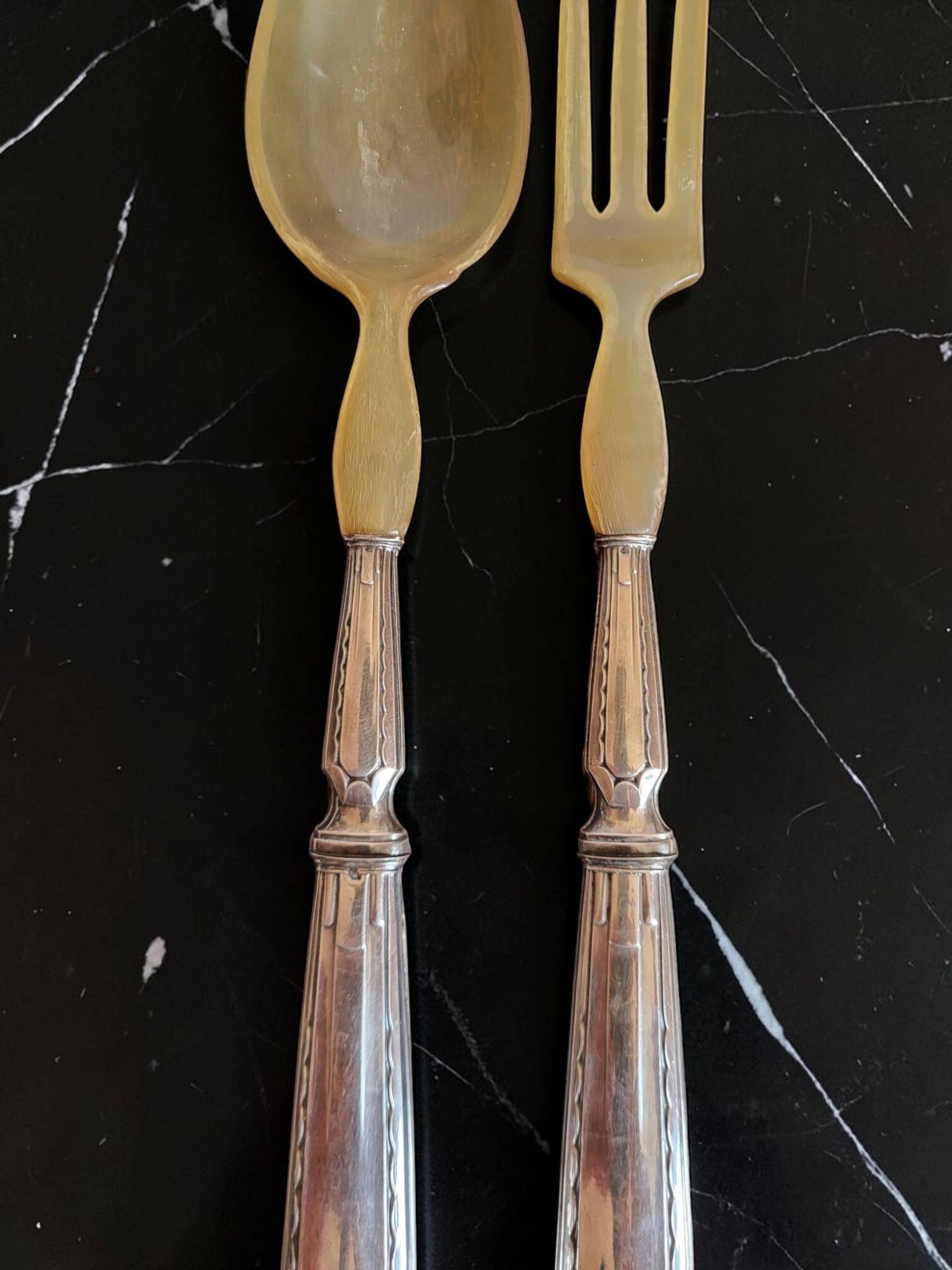 Silver salad cutlery Minerva hallmark