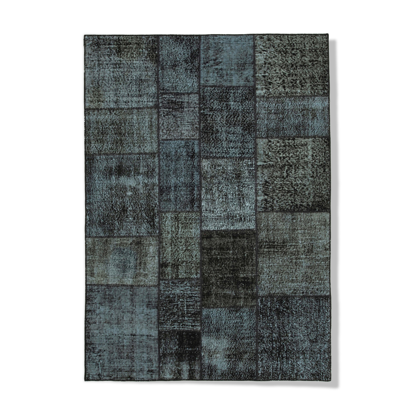 Handmade anatolian vintage 172 cm x 241 cm black patchwork carpet