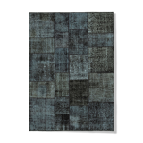 Handmade anatolian vintage 172 cm x 241 cm black patchwork carpet