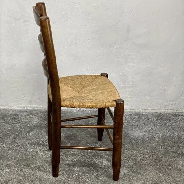 Chaise Vintage en bois massif et paille