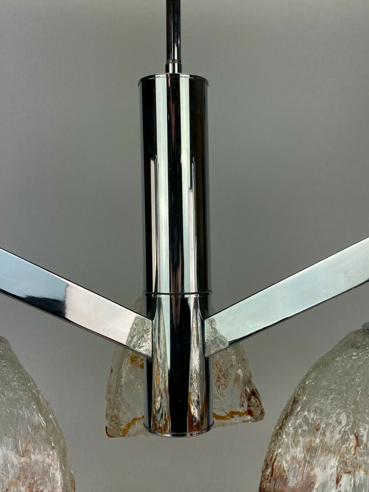 60s 70s Lamp Chrome Chandelier Chandelier Mazzega Murano Glass Design