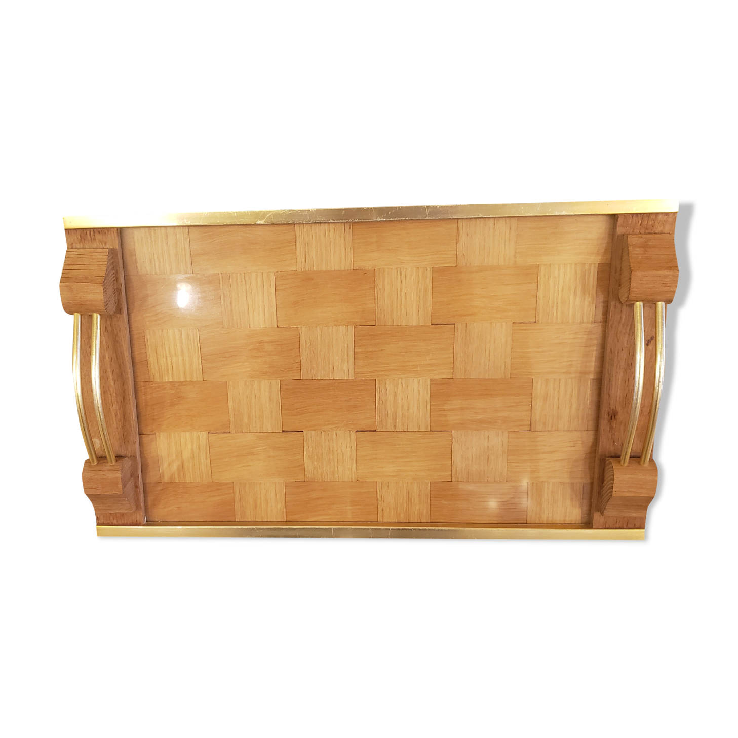 Braided wooden top gilded handles