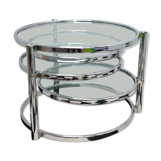 Table basse chrome et verre 1970