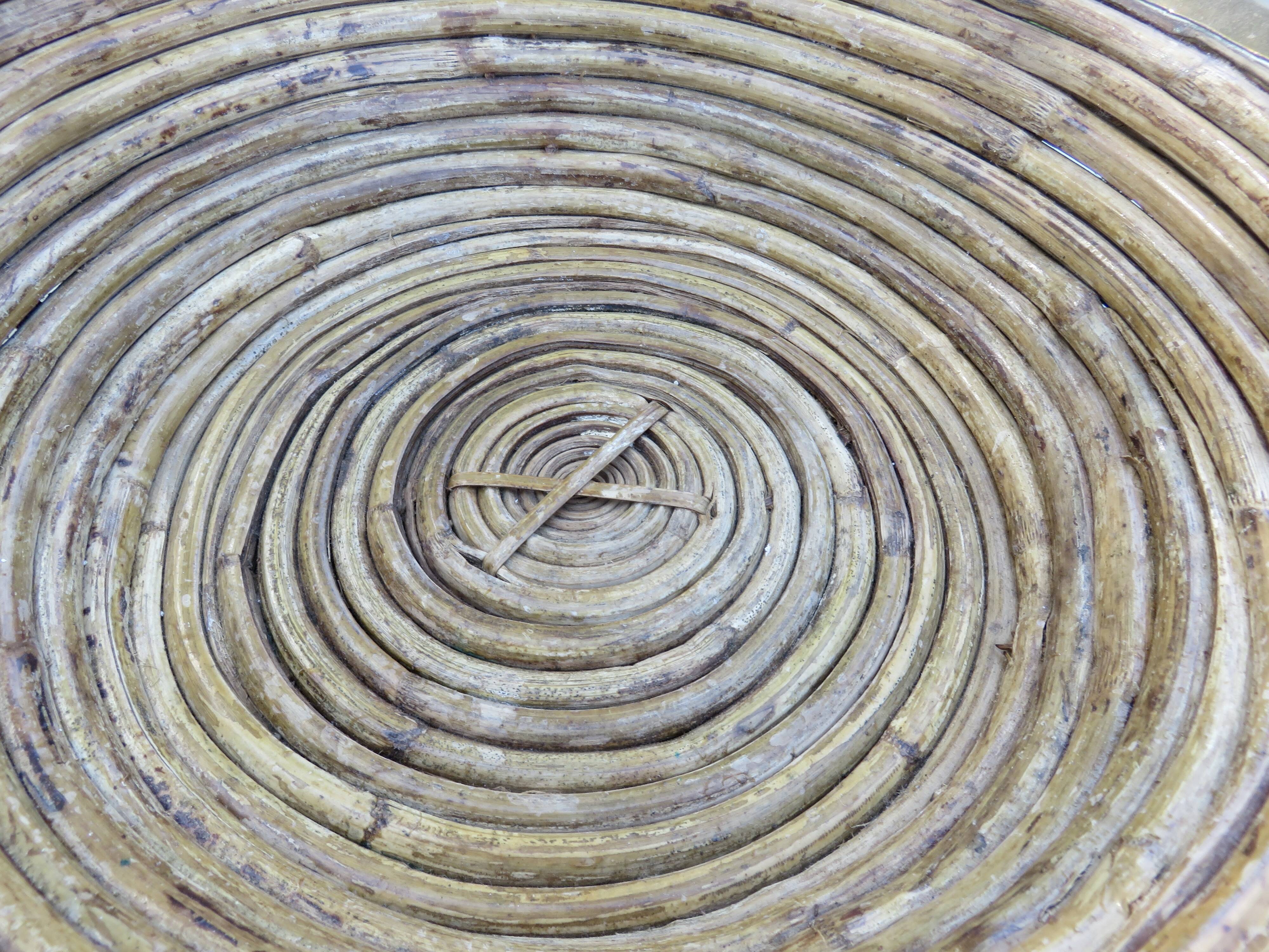 Large basket in the style of Gabriella Crespi made of bamboo and brass.