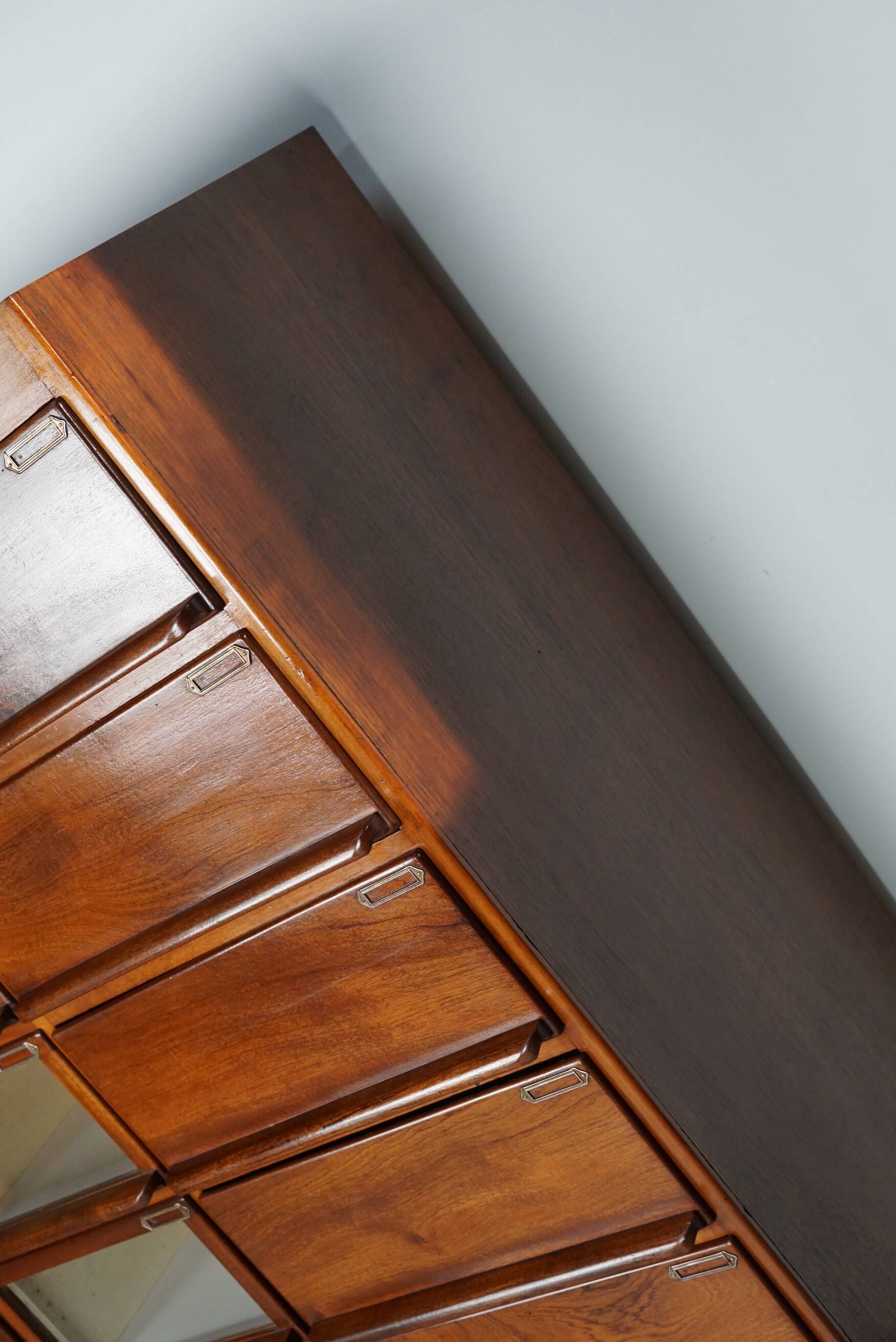 Vintage dutch hardwood haberdashery shop cabinet, 1930s
