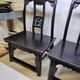 Pair of old chairs armchairs 19th century Chinese stools in black lacquered wood