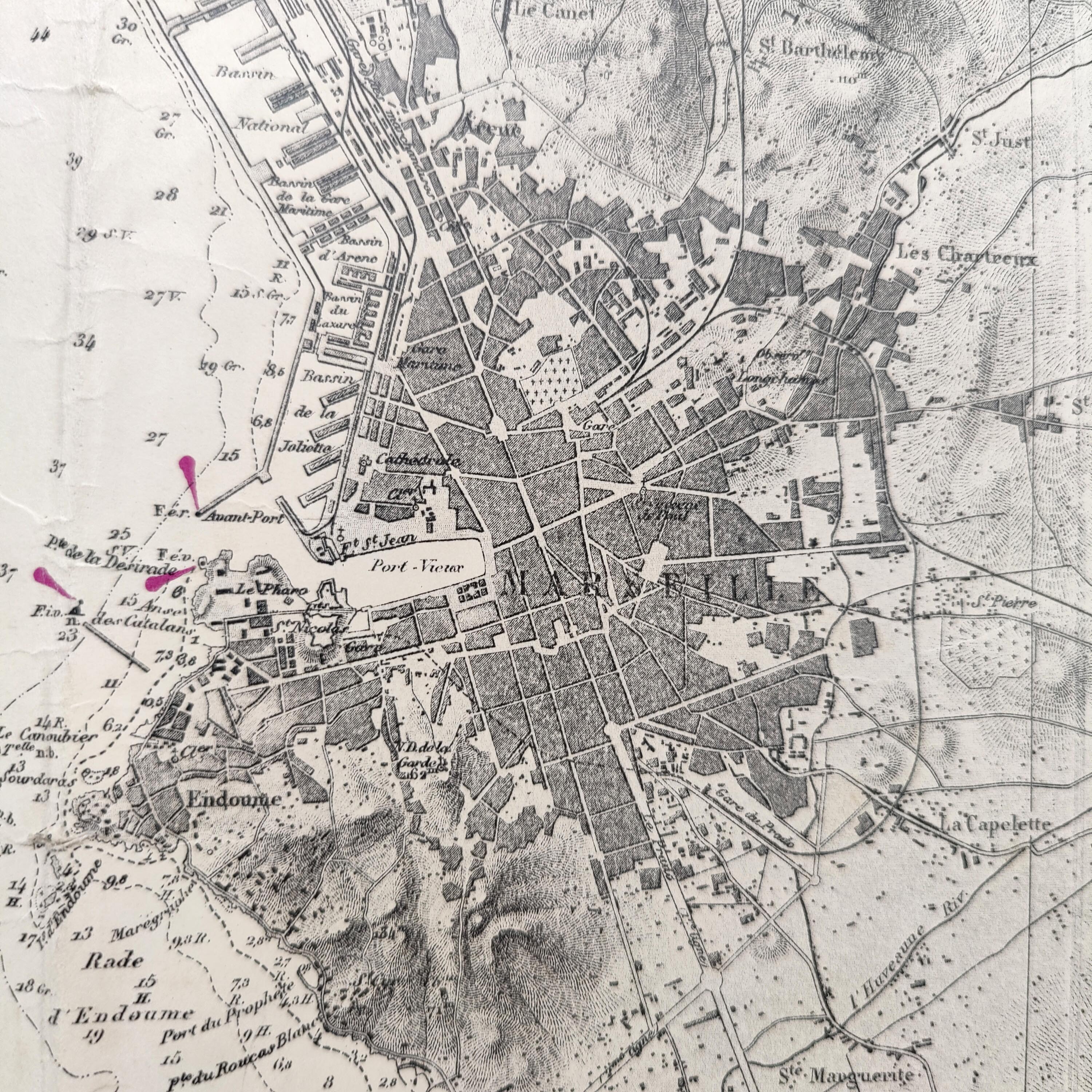 Map of Marseille Méditerranée 1950