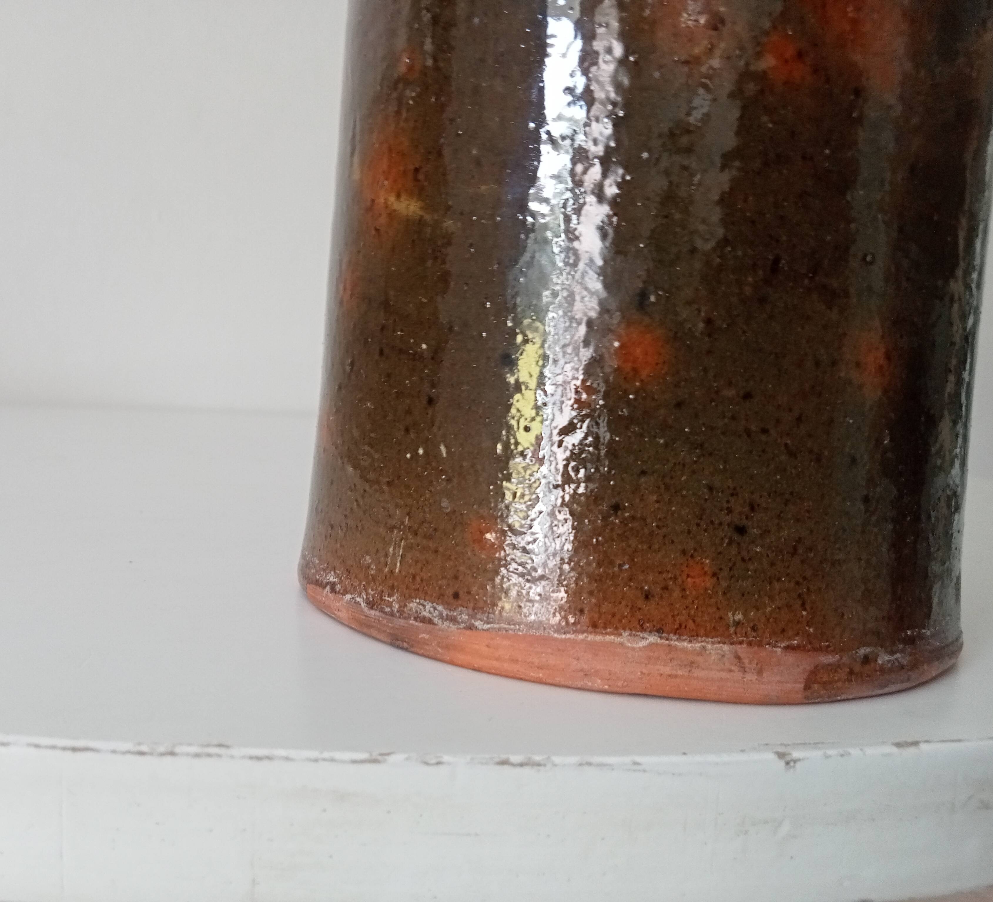 Vase rouleau vintage en grès années 50