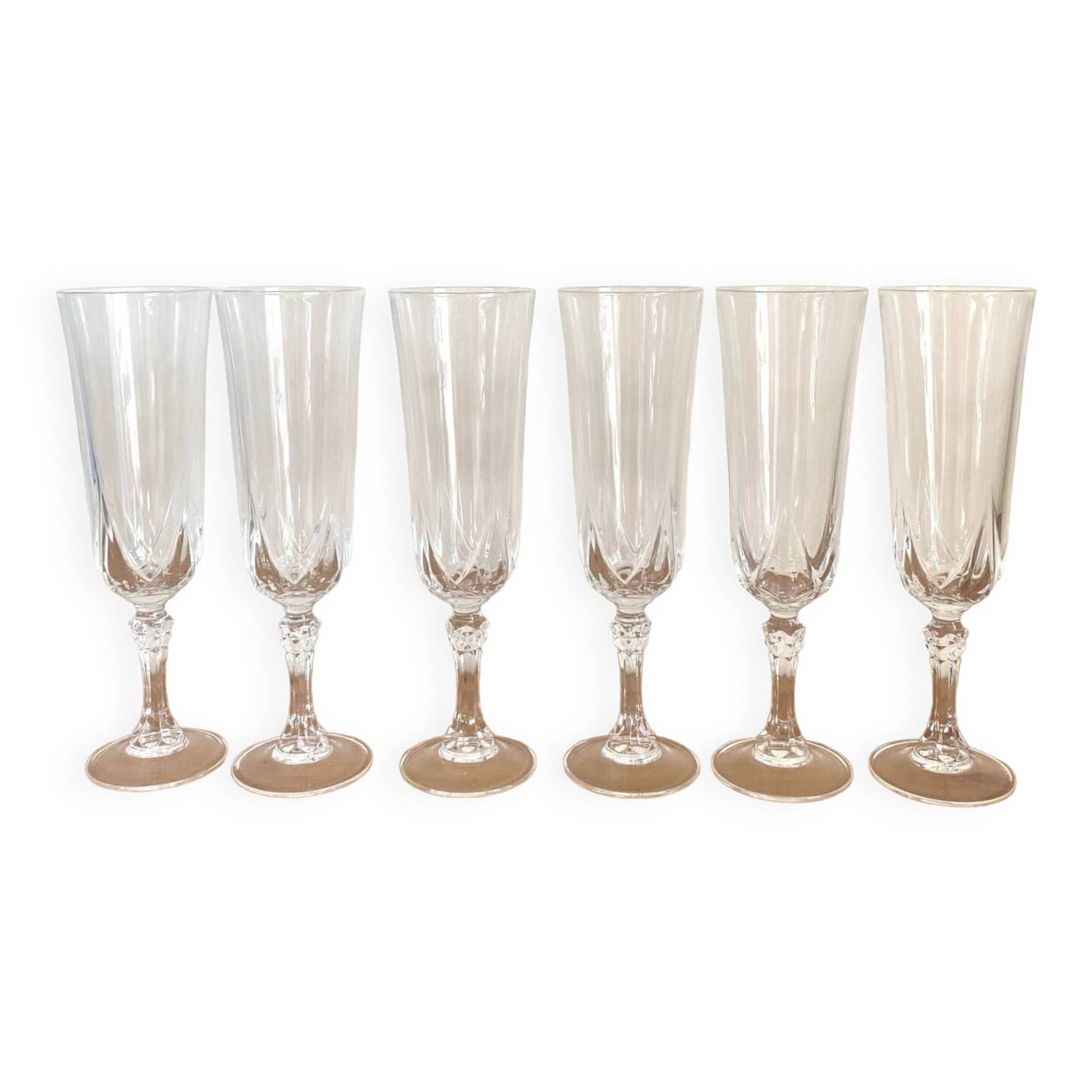 Champagne flutes - cristal d'arques - Auteuil model - vintage