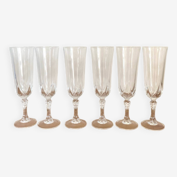 Champagne flutes - cristal d'arques - Auteuil model - vintage