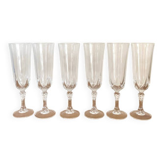 Flûtes à champagne - cristal d’arques  - modele Auteuil - vintage
