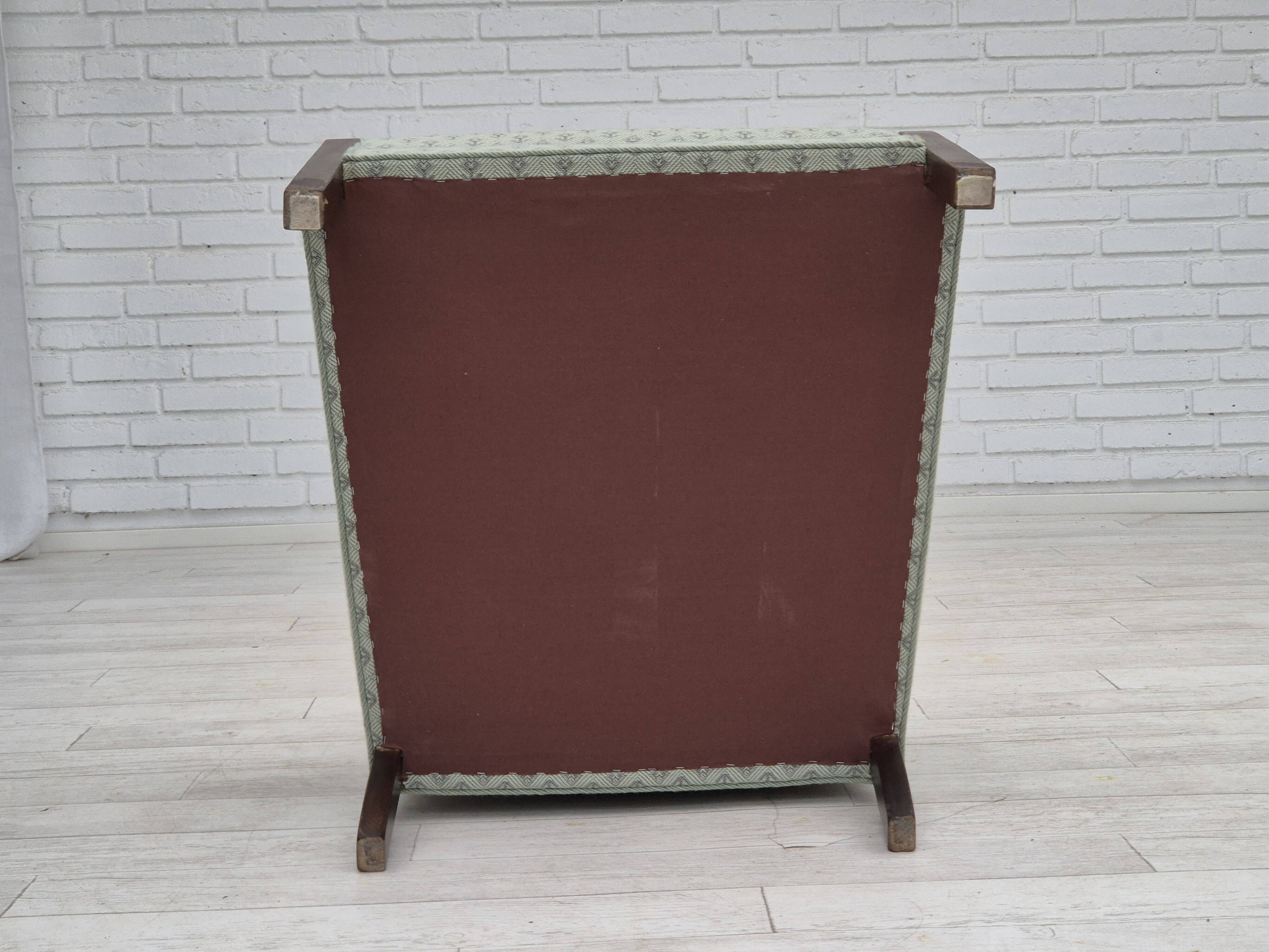 1950s, Danish vintage lounge chair, reupholstered, blend wool fabric.