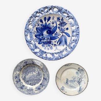 Trio of blue plates