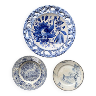 Trio of blue plates