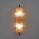 Pair of Art Deco Style Smoked Murano Glass and Brass Sconces