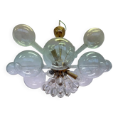 Design art glass and brass chandelier by Rene Roubicek, Czechoslovakia, 1960s