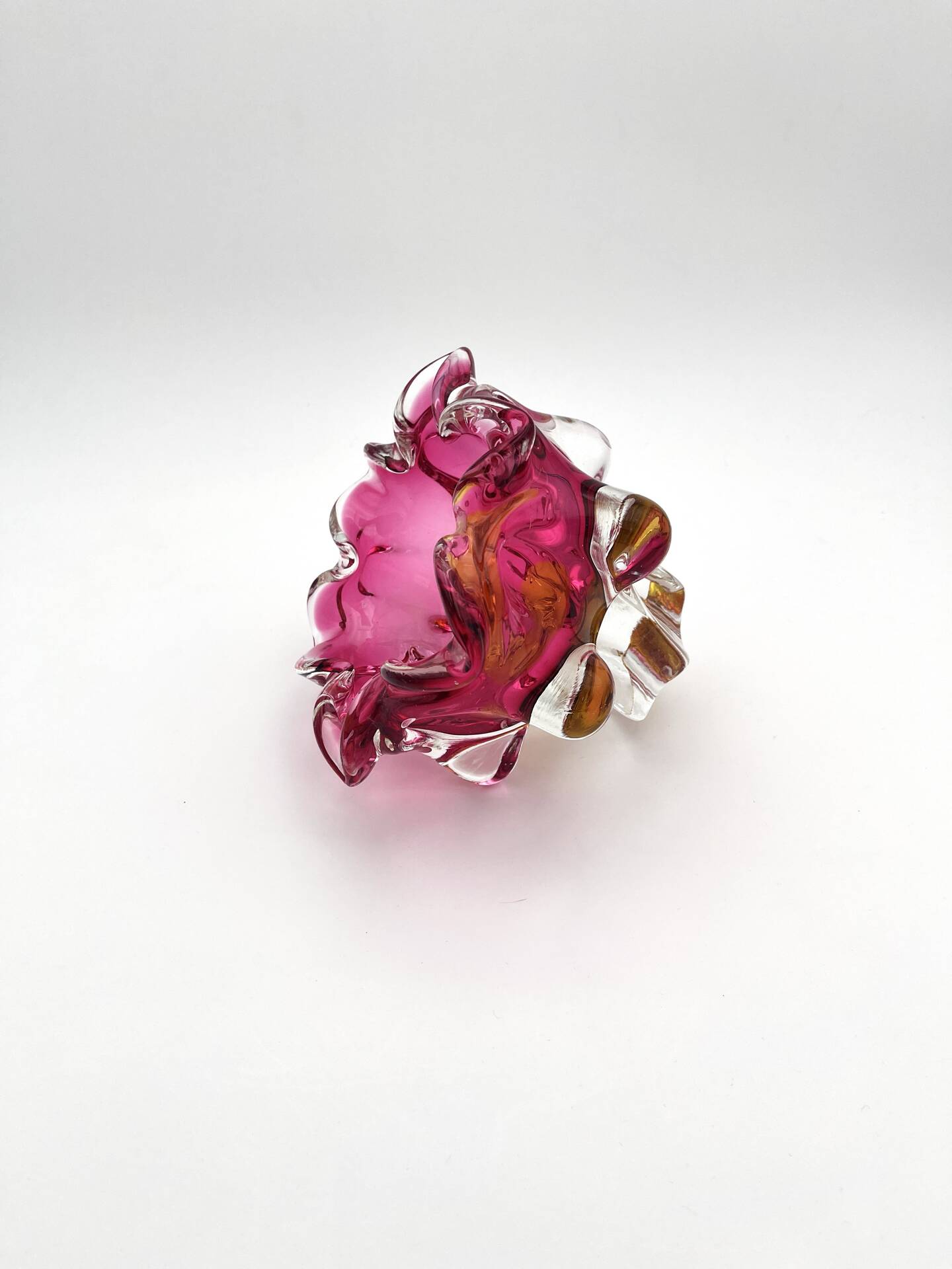 Bowl Ashtray Josef Hospodka Chribska Sommerso Rose 14cm 1.78kg