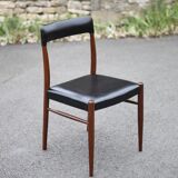 Scandinavian chair, vintage Scandinavian teak and black leatherette chair, living room chair