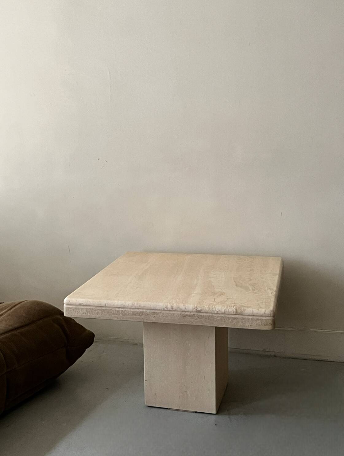 Square travertine coffee table, Italy 1970