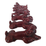 6 ceramic poodle dog knife holders