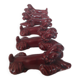 6 ceramic poodle dog knife holders