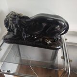 Large statue of a reclining lion - antique plaster