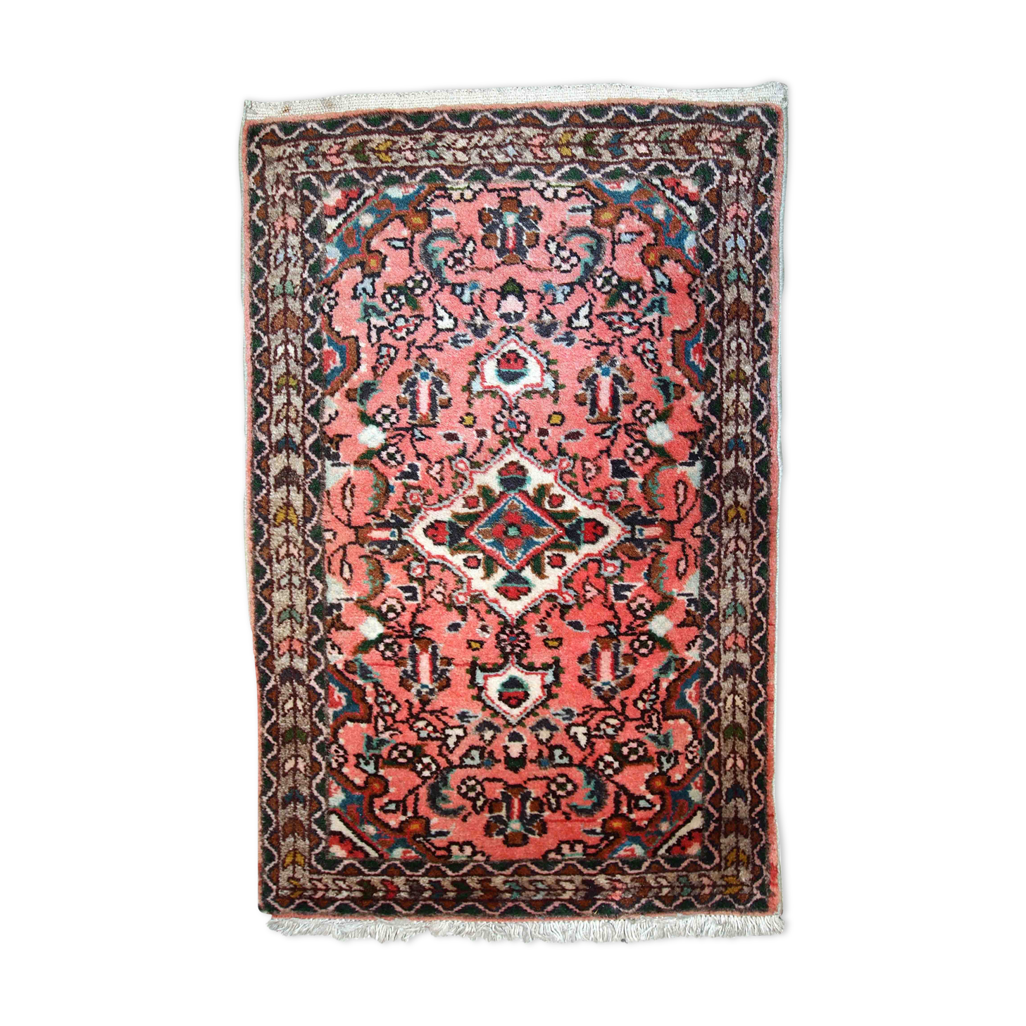 Vintage oriental handmade carpet 59cm x 93cm 1970s, 1c617